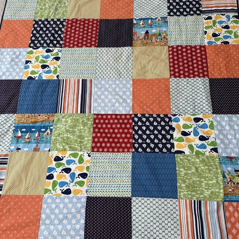 Handmade Patchwork Quilt Beach Nautical Sea Boat Sail Kelle Kaufman Good Seasons